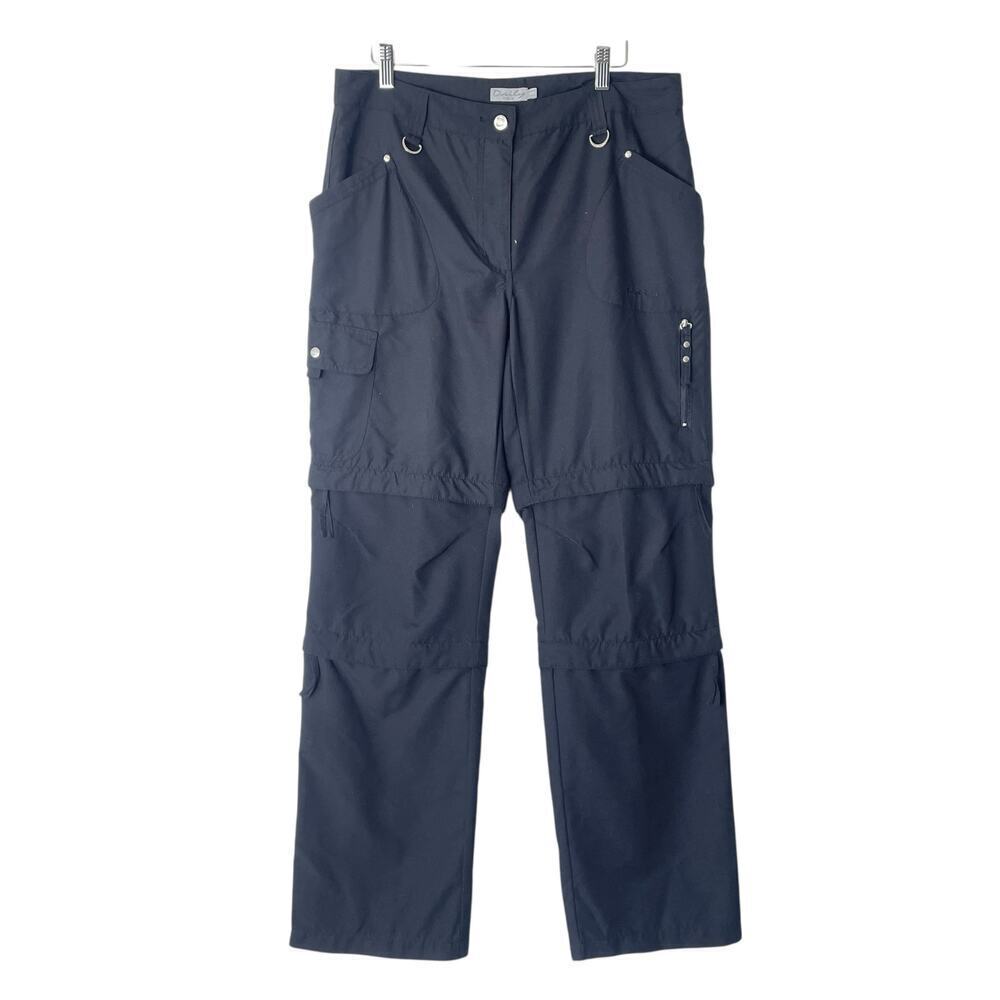 Daily Woman Black Cargo Pants Sport Active Zipper 6 Pocket Size 10